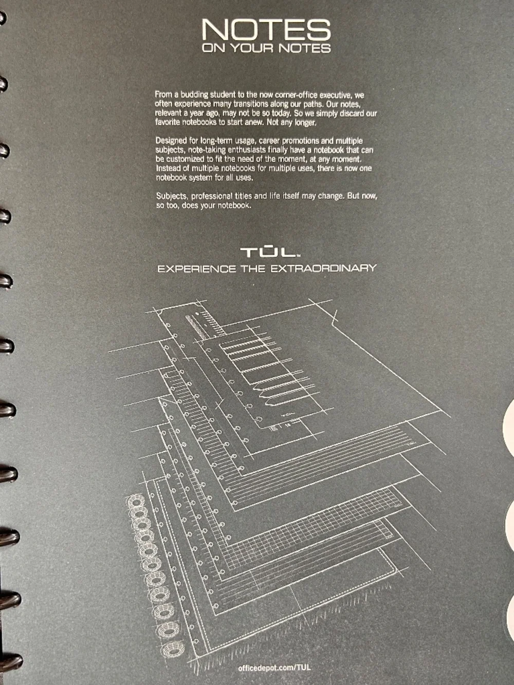 NEW TUL Discbound Notebook With Gray Leather Cover, Quality 60 Ruled Sheets